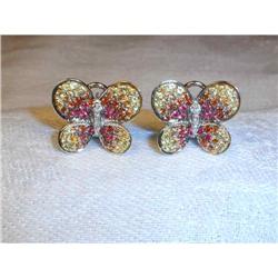 14K WG Multi-Color Sapphire Butterfly Earrings #951789