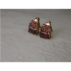 Estate 14K YG Garnet Pink Tourmaline Earrings #951792