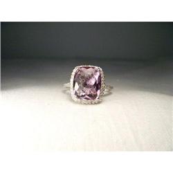 Estate 14K WG Micro Pave Diamond Amethyst Ring #951829