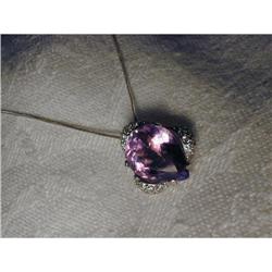 Estate 14K WG Gold Amethyst Diamond Pendant #951890