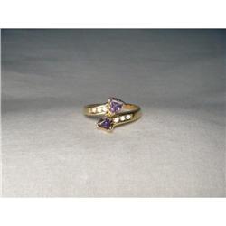 Estate 14K Gold Trillion Tanzanite Diamond Ring #951914