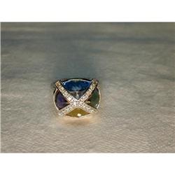 14K WG Amethyst Citrine Mulblite Diamond Ring #951928