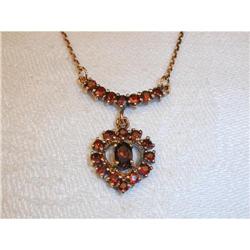 Antique 14K Rose Gold Garnet Pendant Necklace #951953