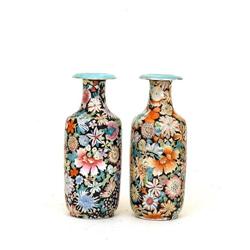 2 19C Chinese Famille Rose Mille Flure Vase #952028