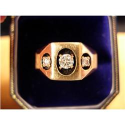 Attractive Man's 3 Stone Diamond Ring Yellow #952194