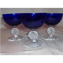 Four MORTGANTOWN Ritz Blue Goblets Golfball #957997