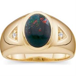 Gents 14k Gold Ring GENUINE BLOODSTONE #958203