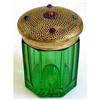 Jeweled Green Depression Glass Dresser Jar #958234