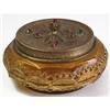 24kt Gold Plate Jeweled Amber Glass Dresser Jar #958245