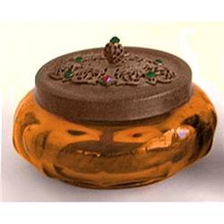 Jeweled Filigree Brass, Amber Glass Dresser Jar #958246