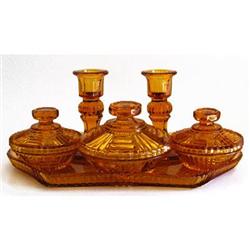 Amber Art Deco Glass Art Deco Vanity Set #958251