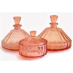 Depression Glass Pink Perfume Bottle Set #958253