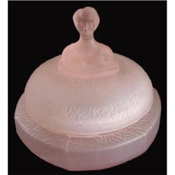 Pink BABS ll Satin Glass Figural Dresser Jar #958256