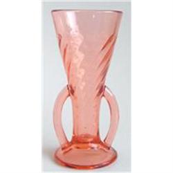 Pink Depression Glass Handled Twist 8 in Vase #958258