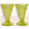 Henry Greener Vaseline Glass Vases (2) #958262