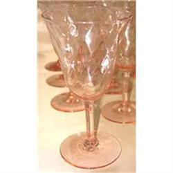 Pink Depression Glass Diamond Optic Goblet Set  #958268