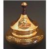LOVERS Amber Glass Dresser Jar w Gold Overlay #958272