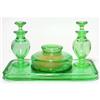 Green Depression Glass NMV Perfume Bottle Set #958280