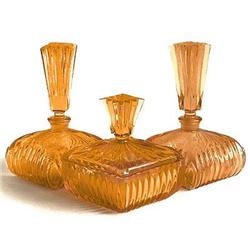 Czech Amber Glass Perfume Bottle Set #958285