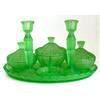 Green Boudoir Satin Depression Glass Vanity Set #958286