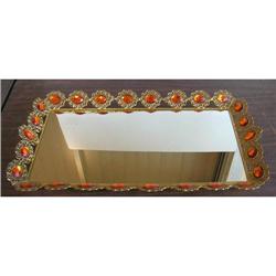 Jeweled, Ormolu Filigree, Mirrored Vanity Tray #958321