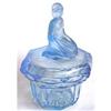 Blue EGYPTIAN  Art Deco Glass Dresser Jar  #958388