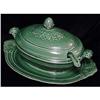 Image 1 : Green Ceramic Soup Tureen, Underplate and Ladle #958482