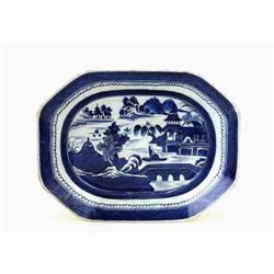 19C Chinese Export Canton Blue White Platter #958619