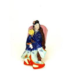 Old Japanese Banko Geisha Play Drum Wall Vase #958621