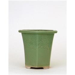Old Japanese Imari Seto Celadon Hex Planter  #958624