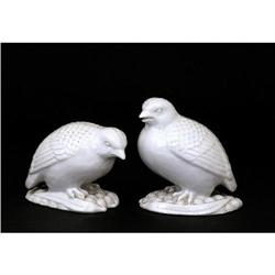 Pair Old Japanese Kutani Imari Quail Bird Chick #958628