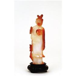 Old Chinese Agate Carved Court Lady Figurine #958640