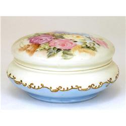 Antique Limoge Limoges Roses Powder Box w Gold #958641