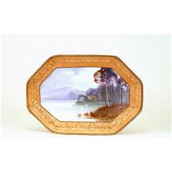 Old Japanese Nippon Farm Lake Beaded Tray #958653