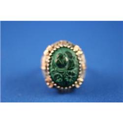 Antique Russian Carved Malachite, 18K #958859