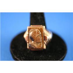 Men's 10K gold Antique Tiger Eye Cameo Ring #958864