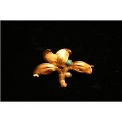 Victorian 15K pin/brooch- turquoise and seed #958877