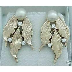  14K Pearl and Diamond Earrings-LOWER RES!! #958898