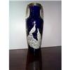 ENAMELLED PEACOCKS, PEWTER HANDLED VASE-WOW #958933