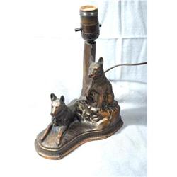 Cast Metal  Copper German Sheppard Table Lamp #958937