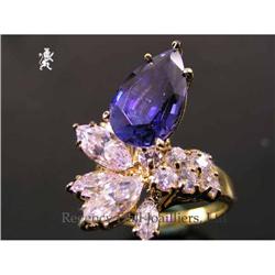 RHJ  Pear Ring Synthetic Sapphire & Cubic #973633