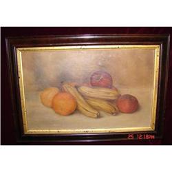 OIL ON BOARD STILL LIFE FRUIT,UNSIGNED #973659