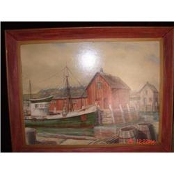 OIL  ON MASONITE OF FISHING BOAT ROCKPORT,MA #973660