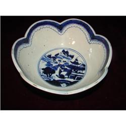 C.1850 CHINESE EXPORT BLUE CANTON LOBED BOWL #973687