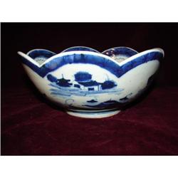 C.1850 CHINESE EXPORT BLUE CANTON LOBED BOWL #973688