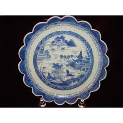 CHINESE EXPORT BLUE CANTON SCALLOPED BOWL #973689