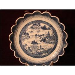 CHINESE EXPORT BLUE CANTON SCALLOPED BOWL #973690