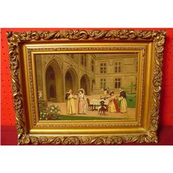 OIL ON BOARD EUROPEAN COURT SCENE #973695