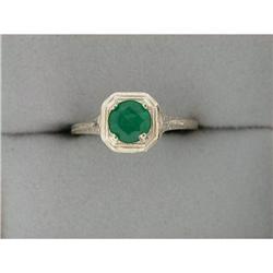 ANTIQUE 14k GOLD  Filigree EMERALD Ring #973855