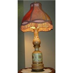 Exceptional Hand Painted Lamp with Pink  Shade #973982